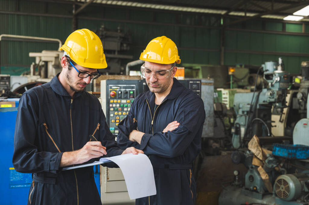 Industrial workers are working on projects in large industrial p
